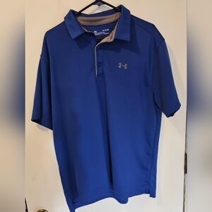 Under Armour Loose Fit Heatgear Men’s Size XL Blue Golf Polo Shirt